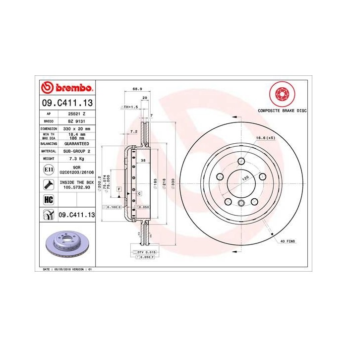 BREMBO TWO-PIECE DISCS LINE Bremsscheibe 09.C411.13