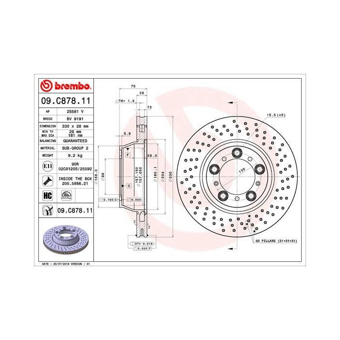 BREMBO COATED DISC LINE Bremsscheibe 09.C878.11