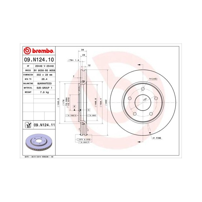 BREMBO COATED DISC LINE Bremsscheibe 09.N124.11