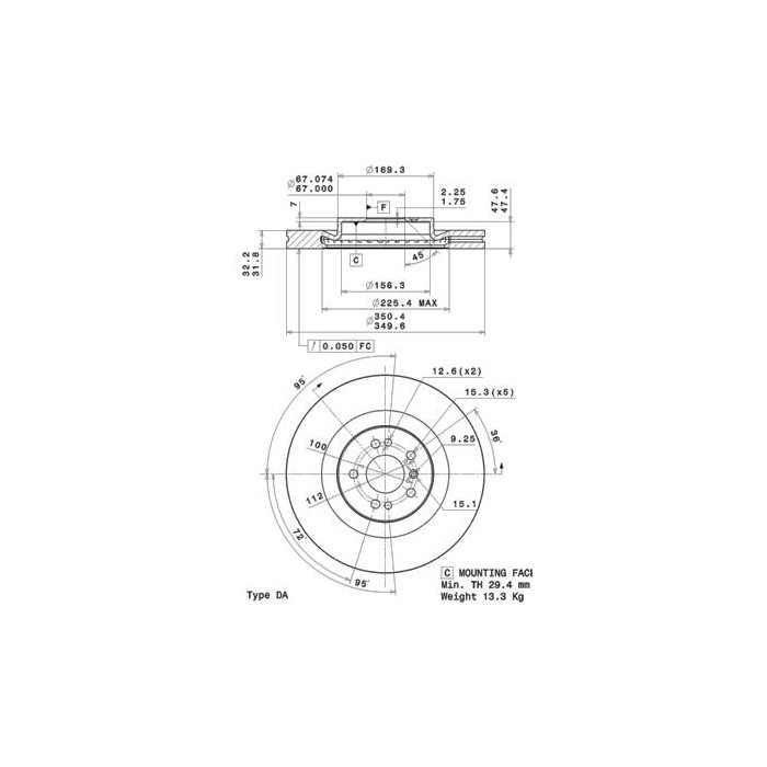 BREMBO COATED DISC LINE Bremsscheibe 09.R103.11
