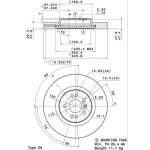 BREMBO COATED DISC LINE Bremsscheibe 09.R104.11