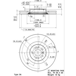 BREMBO COATED DISC LINE Bremsscheibe 09.R105.11
