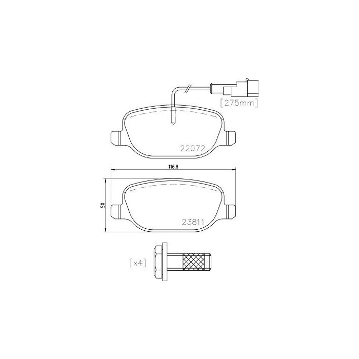 BREMBO Bremsbelagsatz, Scheibenbremse P23166