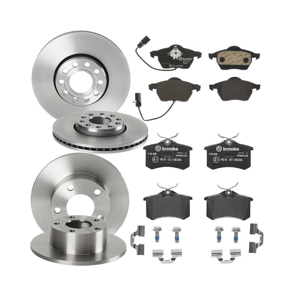 Bremsscheiben und Bremsbeläge vorne und hinten für Skoda, VW