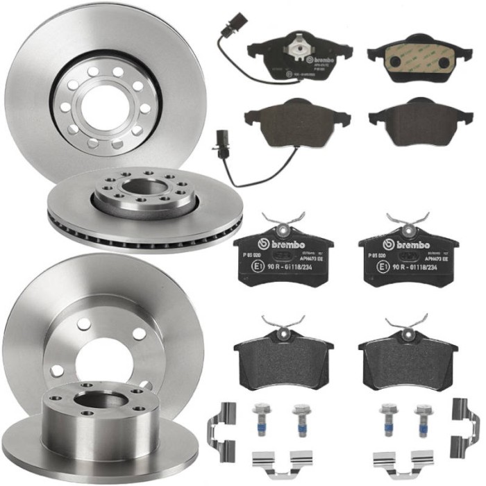 Bremsscheiben und Bremsbeläge vorne und hinten für Skoda, VW