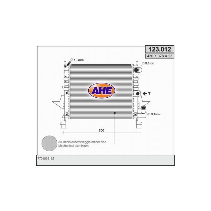 AHE Kühler, Motorkühlung 123.012