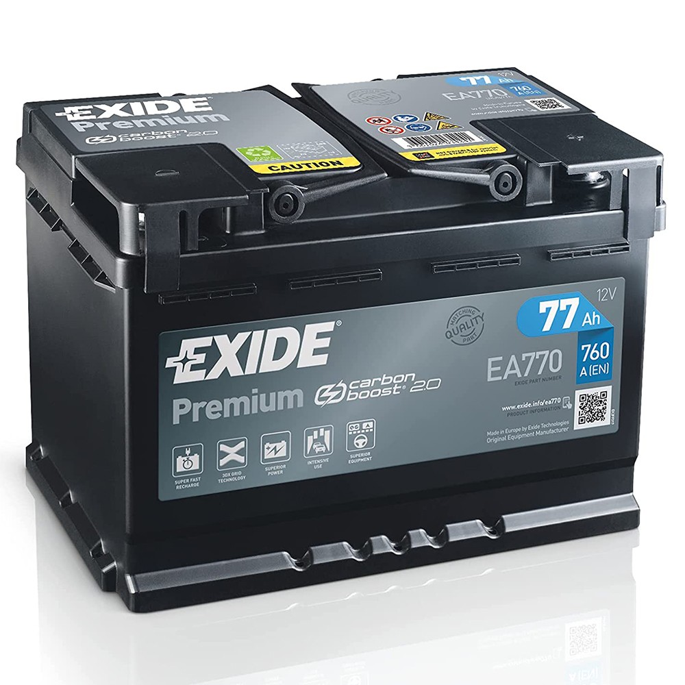 Auotbatterie Exide 77 Ah 760A 12V PREMIUM CARBON BOOST POSITIVO DX FIAMM 80AH BOSCH VARTA 74 AH