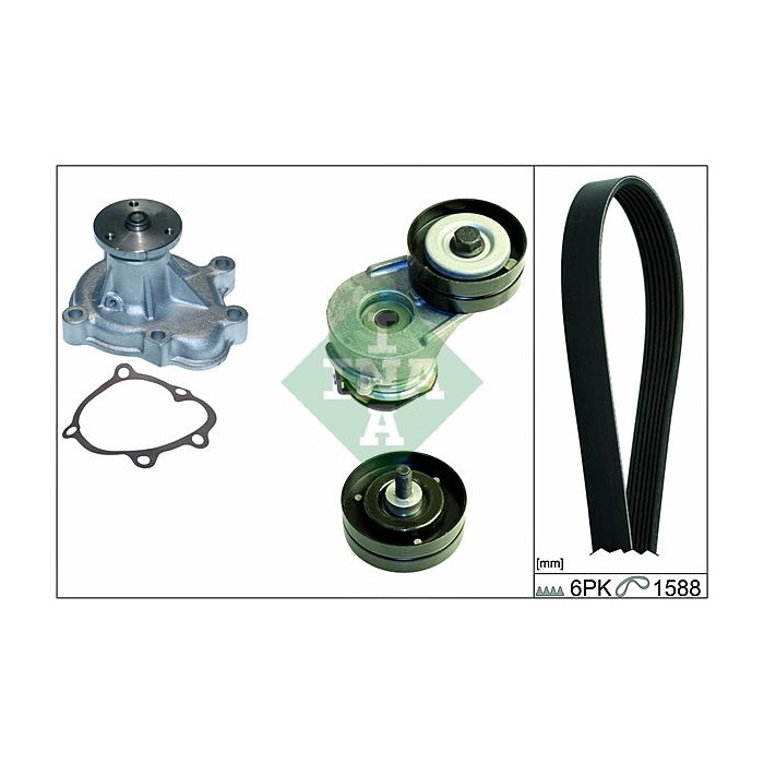 INA Wasserpumpe + Keilrippenriemensatz 529005630